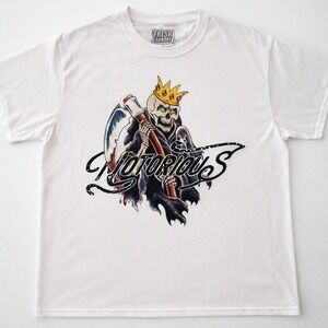 Fresh Laundry Notorious Reaper King Graphic Tee 2XL White Skull Crown Shirt EUC